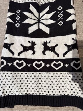 Classic Black & White Reindeer Knit Dog Sweater - Brand: